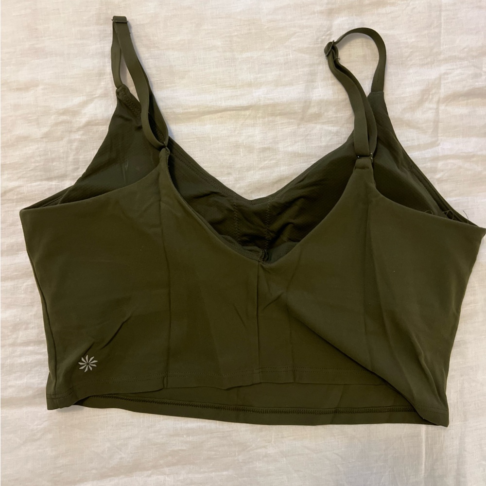Athleta Olive Green Longline V Neck Sports Bra - Picture 2 of 2